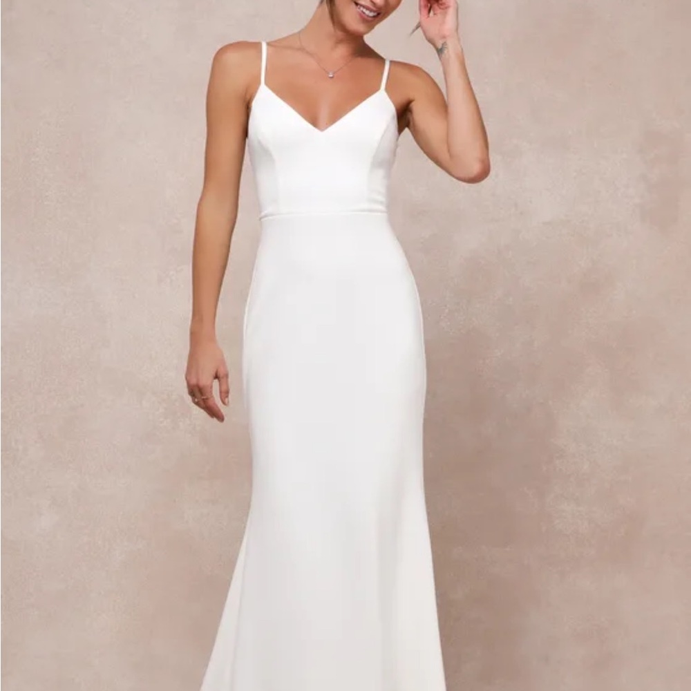 Lulu's White Maxi Dress with Spaghetti Straps